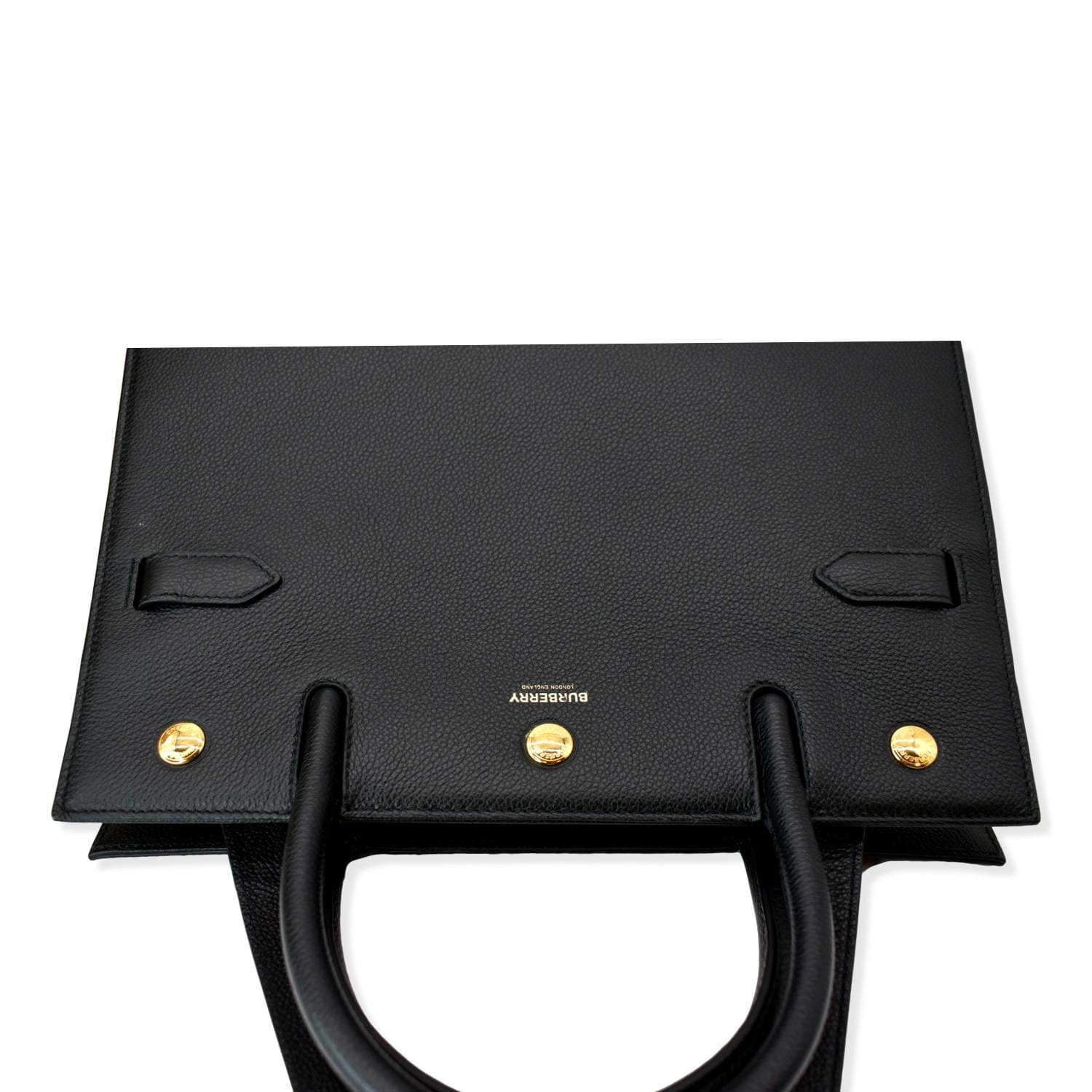 BURBERRY Title Leather Tote Bag Black