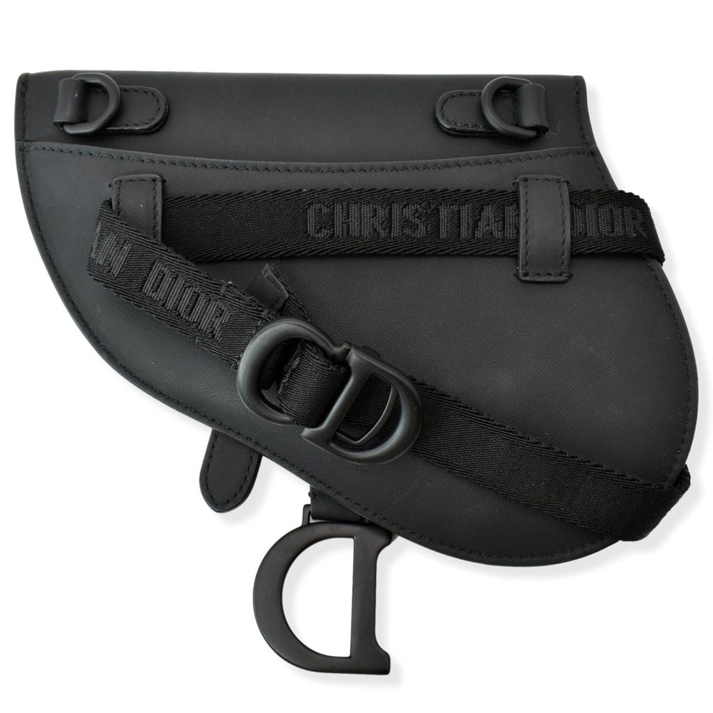 CHRISTIAN DIOR Saddle Mini Leather Shoulder Bag Black