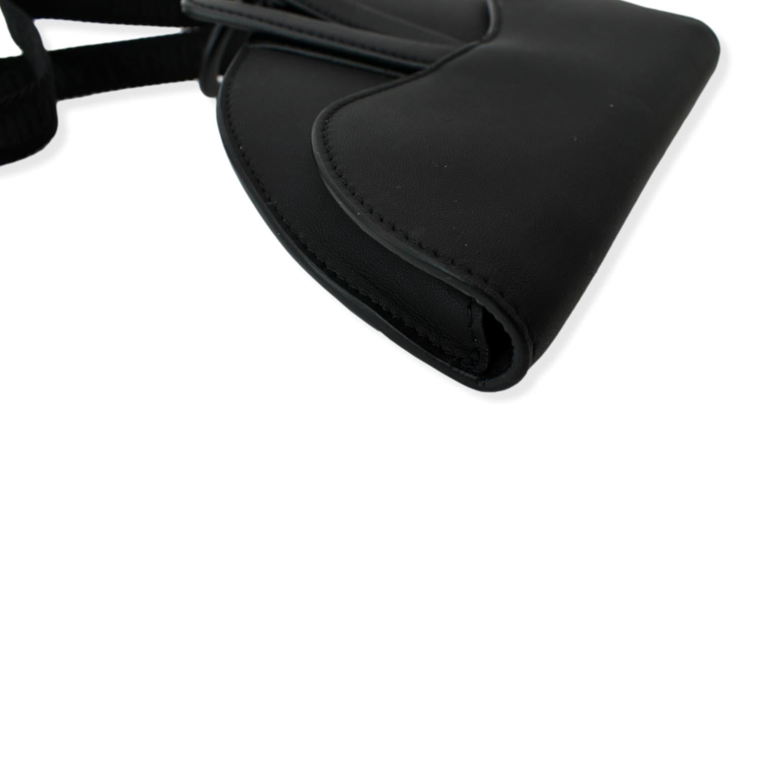 CHRISTIAN DIOR Saddle Mini Leather Shoulder Bag Black