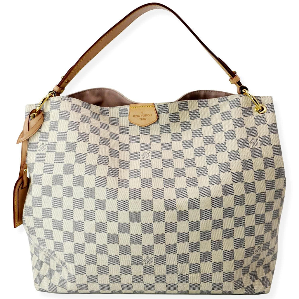 LOUIS VUITTON Graceful MM Damier Azur Hobo Shoulder Bag White