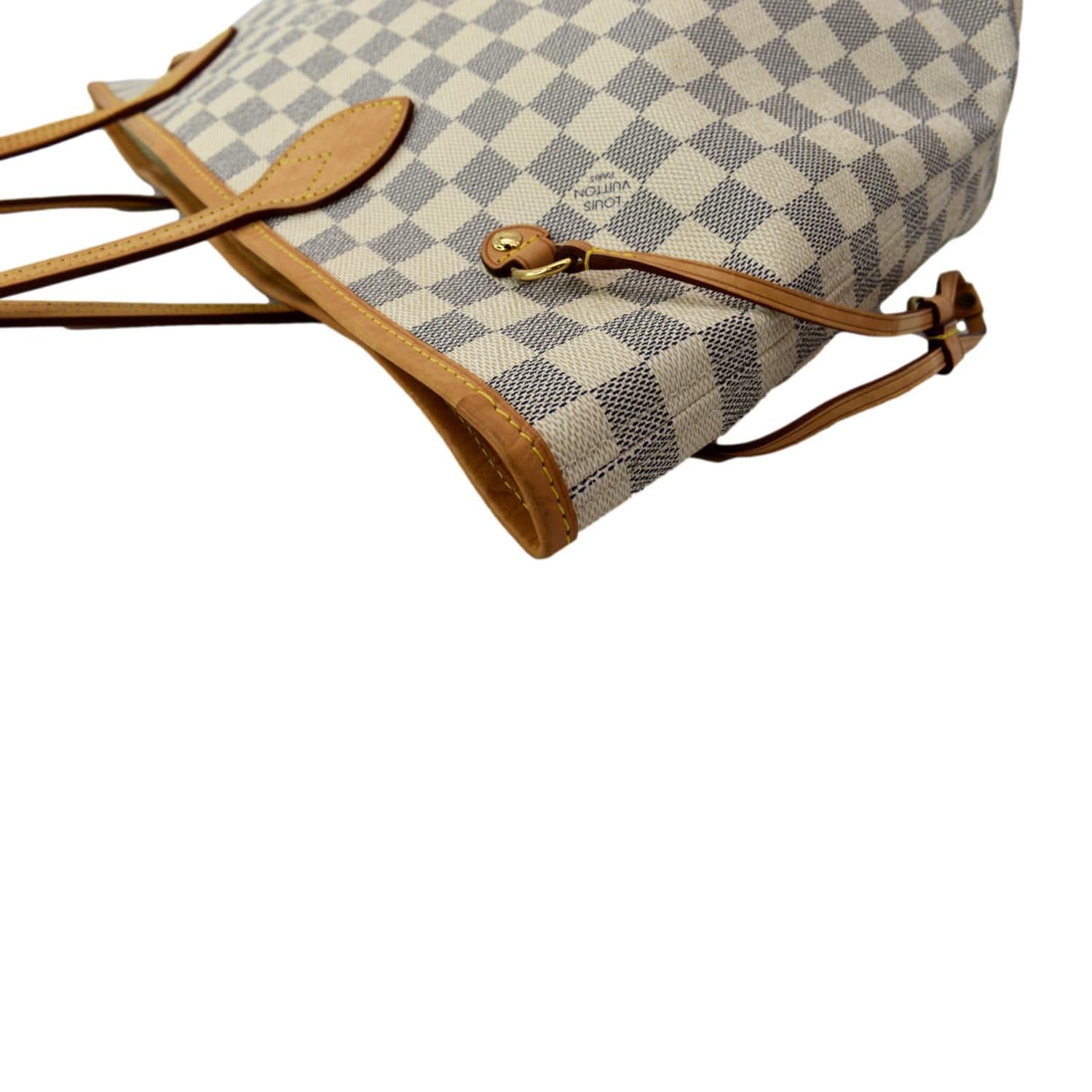 LOUIS VUITTON Neverfull MM Damier Azur Shoulder Bag White