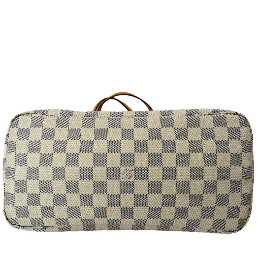 LOUIS VUITTON Neverfull MM Damier Azur Shoulder Bag White