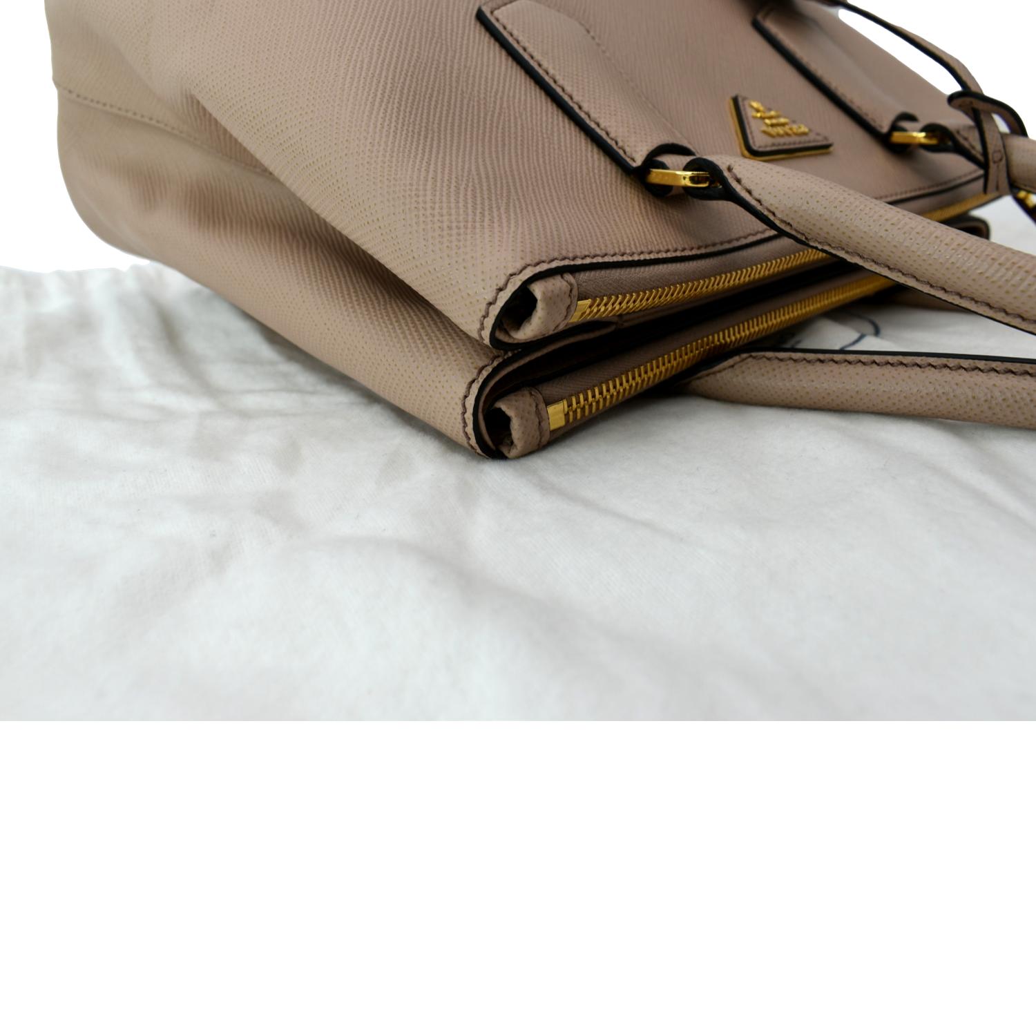 PRADA Double Handle Saffiano Leather Tote Bag Nude Pink