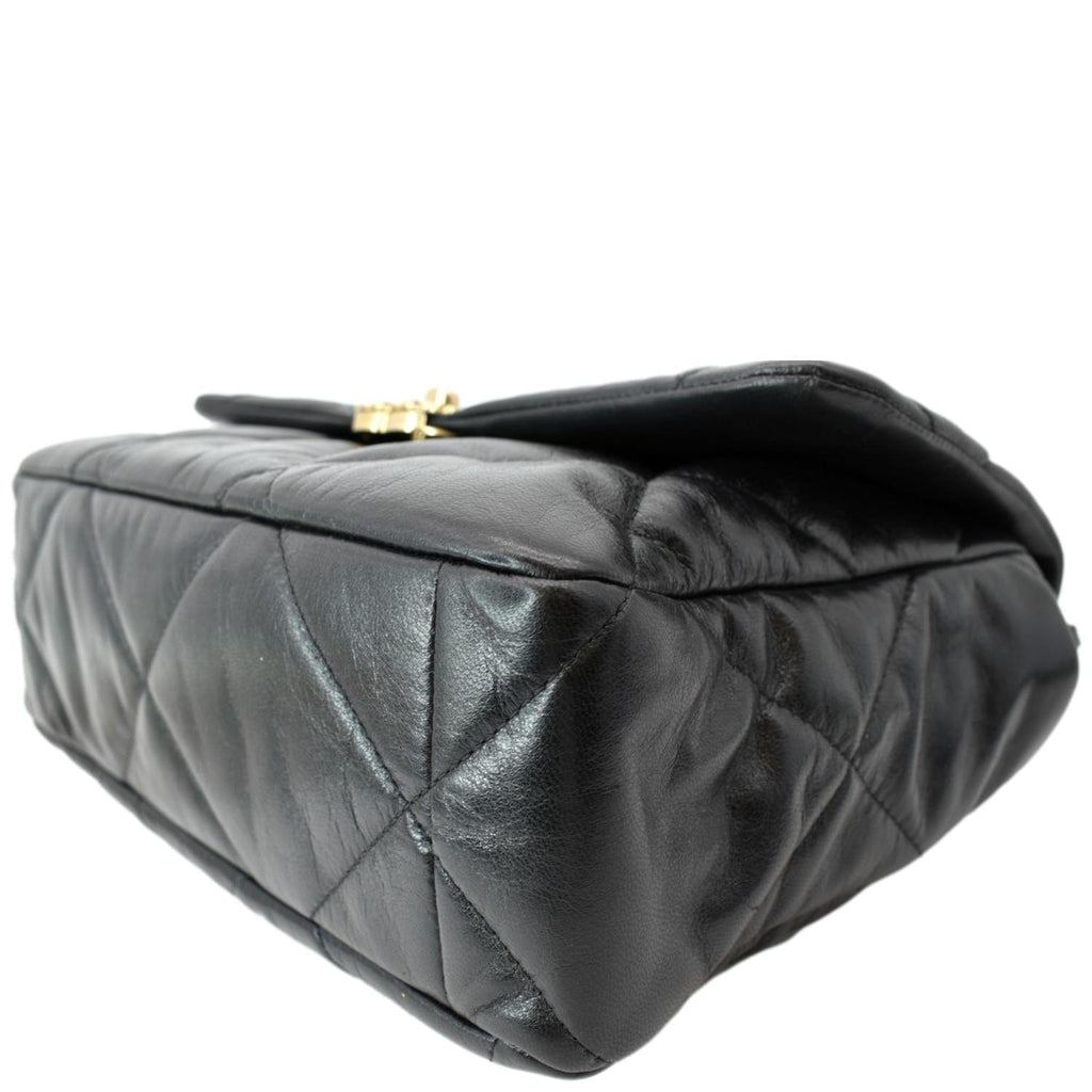 CHANEL 19 Large Flap Quilted Lambskin Leather Shoulder Bag Black - Hot Deals