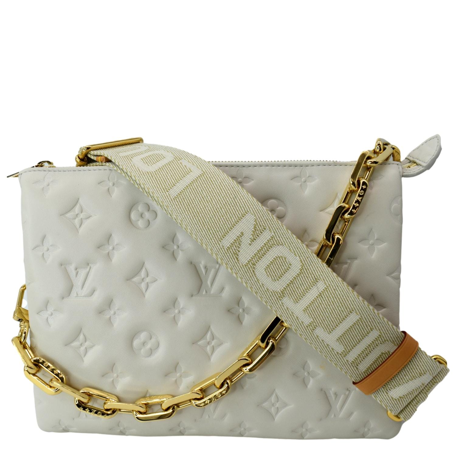LOUIS VUITTON Coussin PM Monogram Embossed Shoulder Bag Cream
