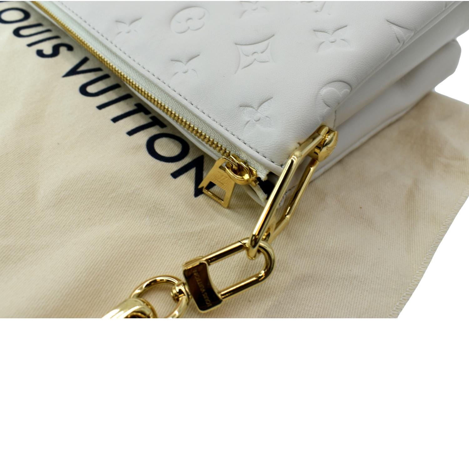 LOUIS VUITTON Coussin PM Monogram Embossed Shoulder Bag Cream