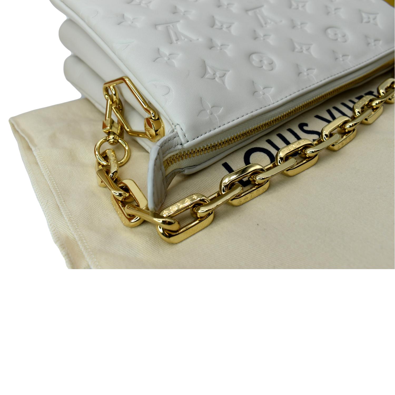 LOUIS VUITTON Coussin PM Monogram Embossed Shoulder Bag Cream