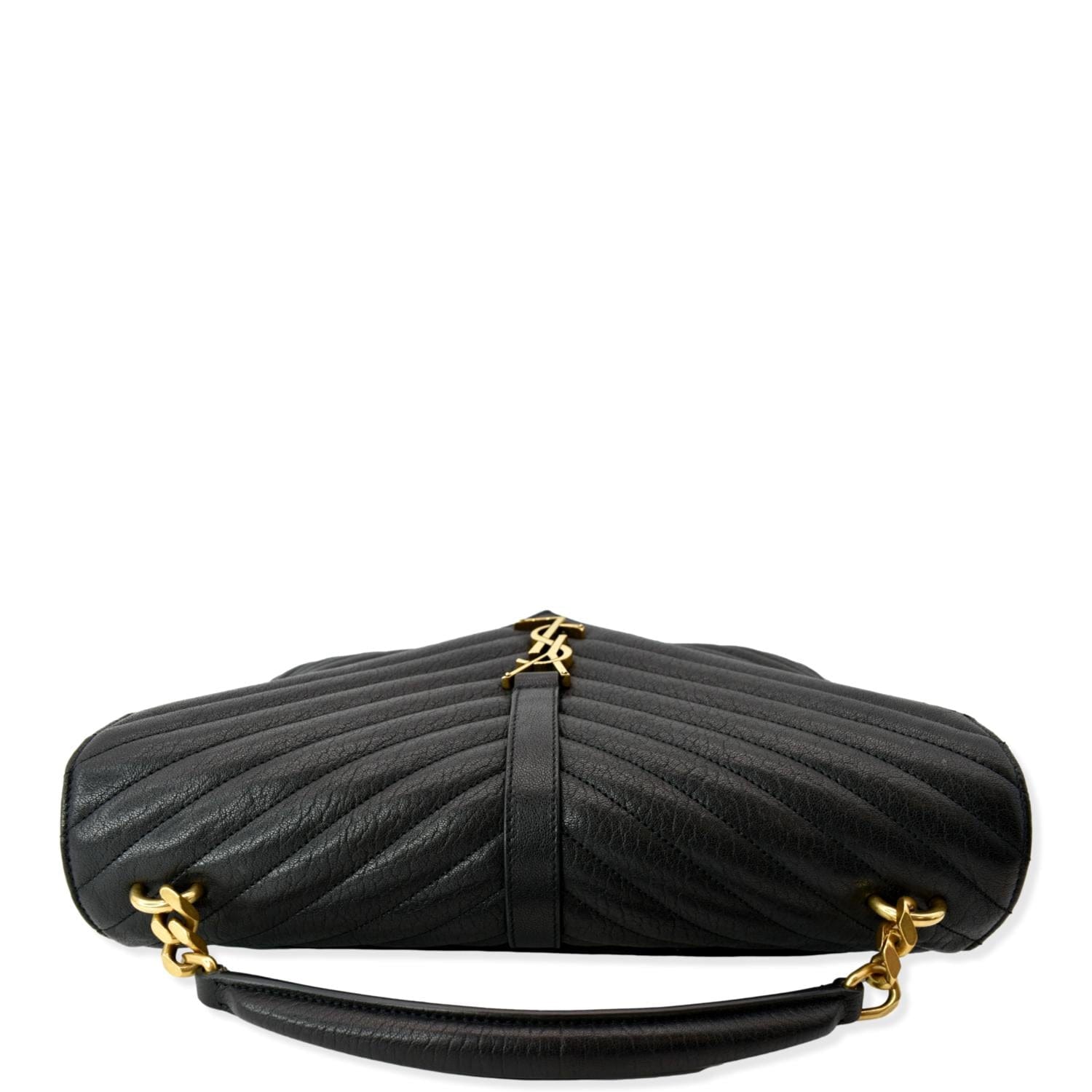 YVES SAINT LAURENT College Large Flap Matelassé Leather Shoulder Bag Black