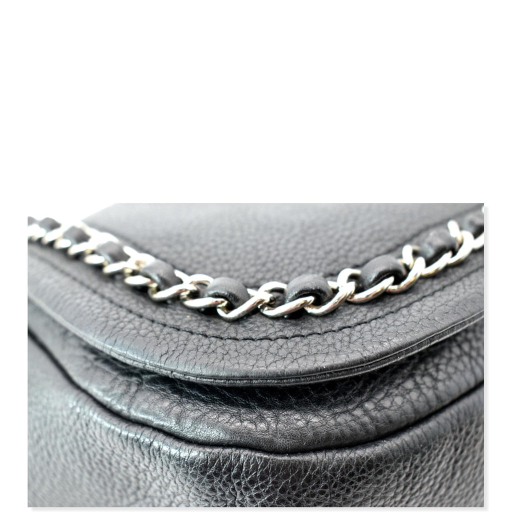 CHANEL CC Chain Around Flap Pebbled Calfskin Shoulder Bag Black