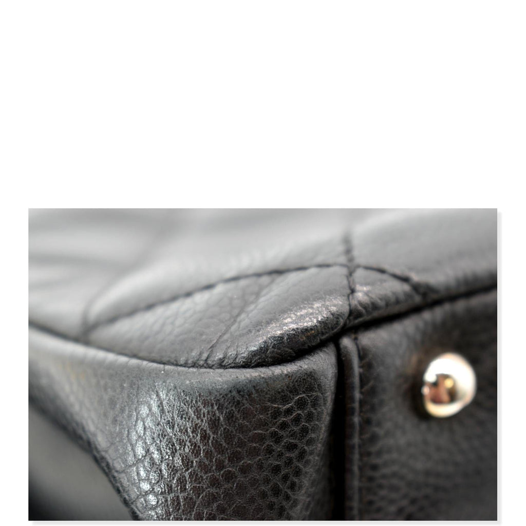 CHANEL Timeless CC Soft Quilted Caviar Leather Shopping Tote Bag Black