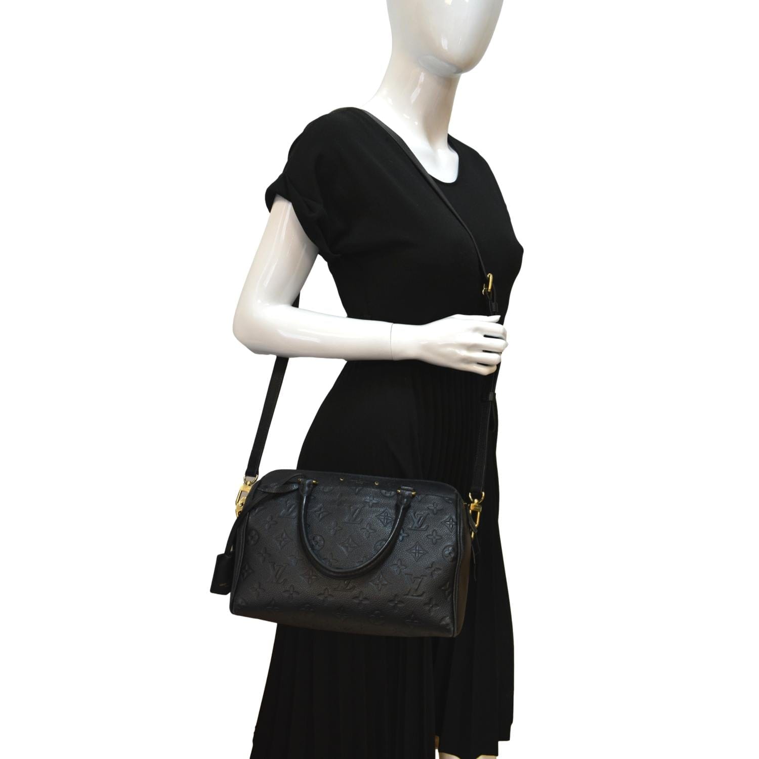 LOUIS VUITTON Speedy Bandouliere 25 Empreinte Leather  Shoulder Bag Black
