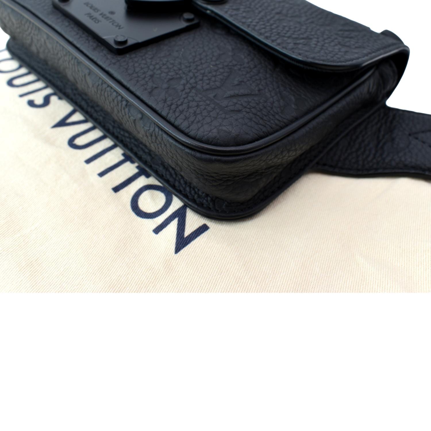 LOUIS VUITTON S-Lock Sling Monogram Leather Shoulder Bag Black