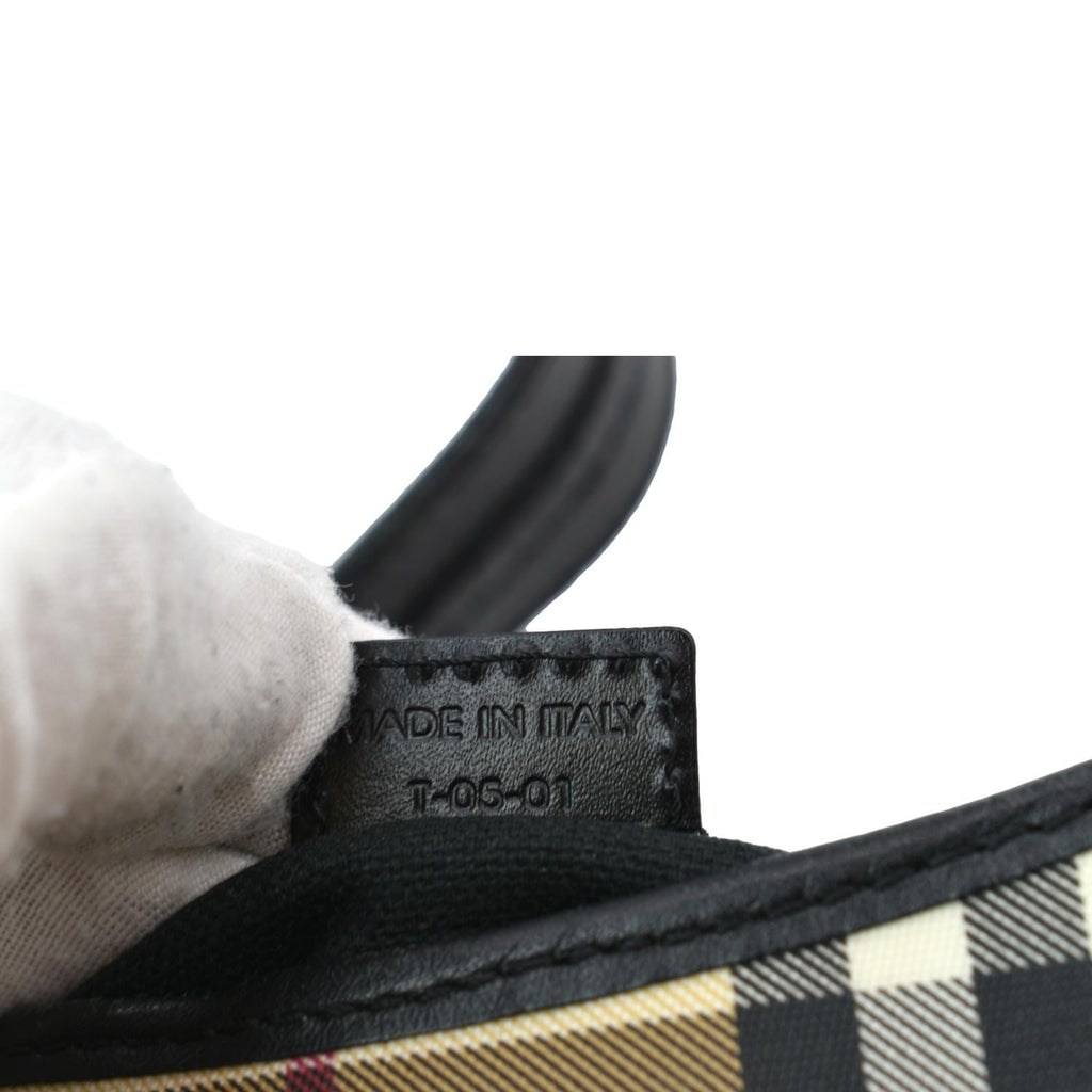 BURBERRY Buckle Small House Check Hobo Shoulder Bag Black