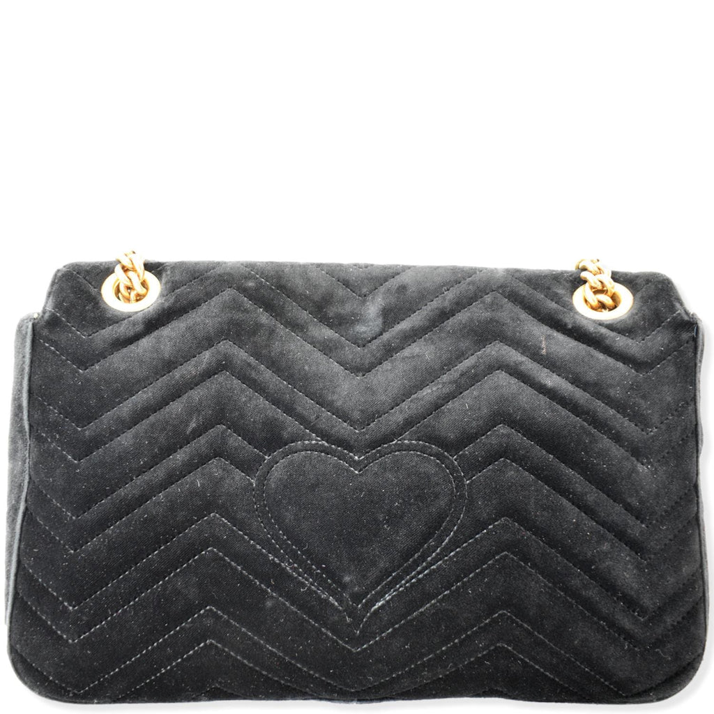 GUCCI Blind For Love Marmont Embroidered Velvet Shoulder Bag Black 443496