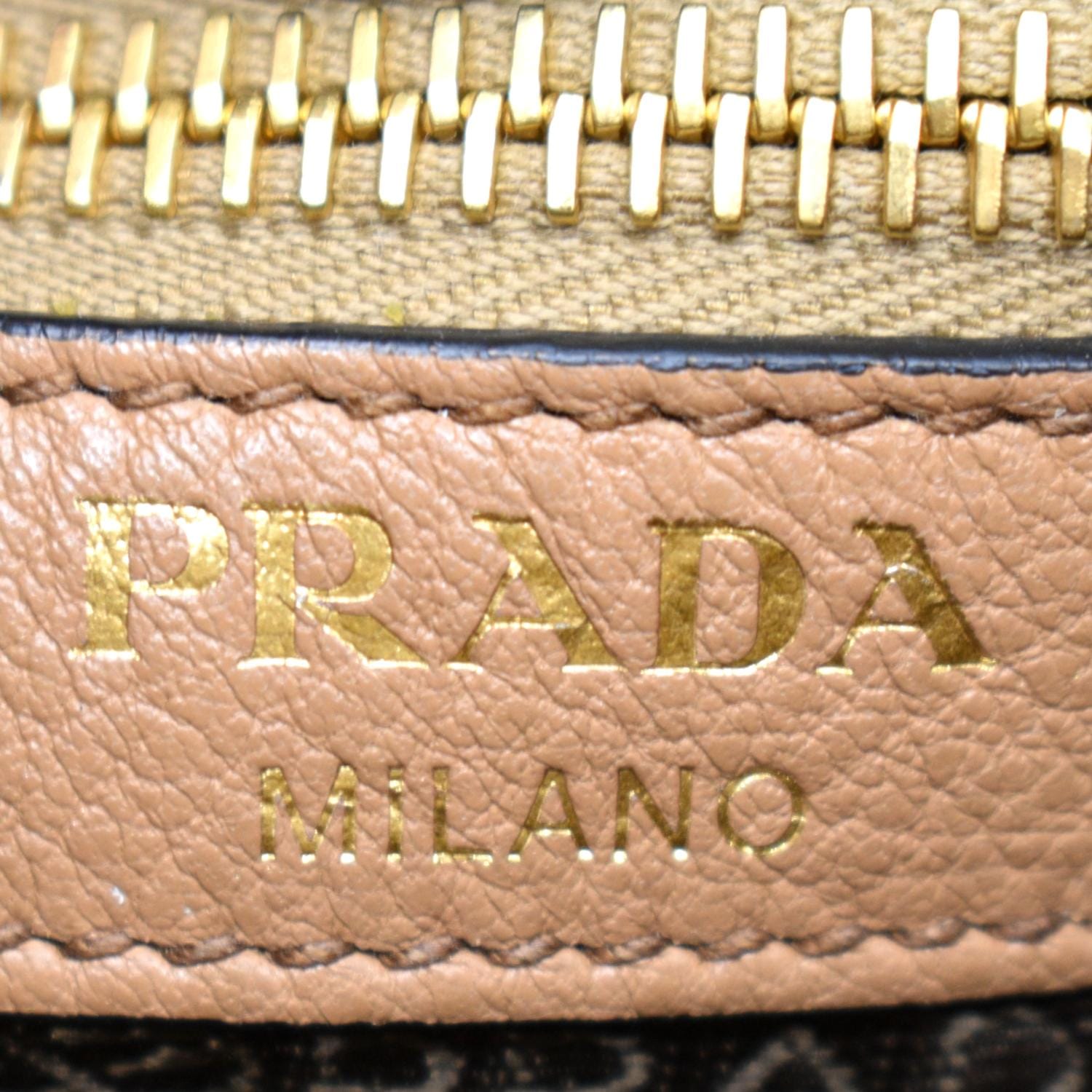 PRADA Logo Soft Leather Hobo Shoulder Bag Taupe - 10% Off