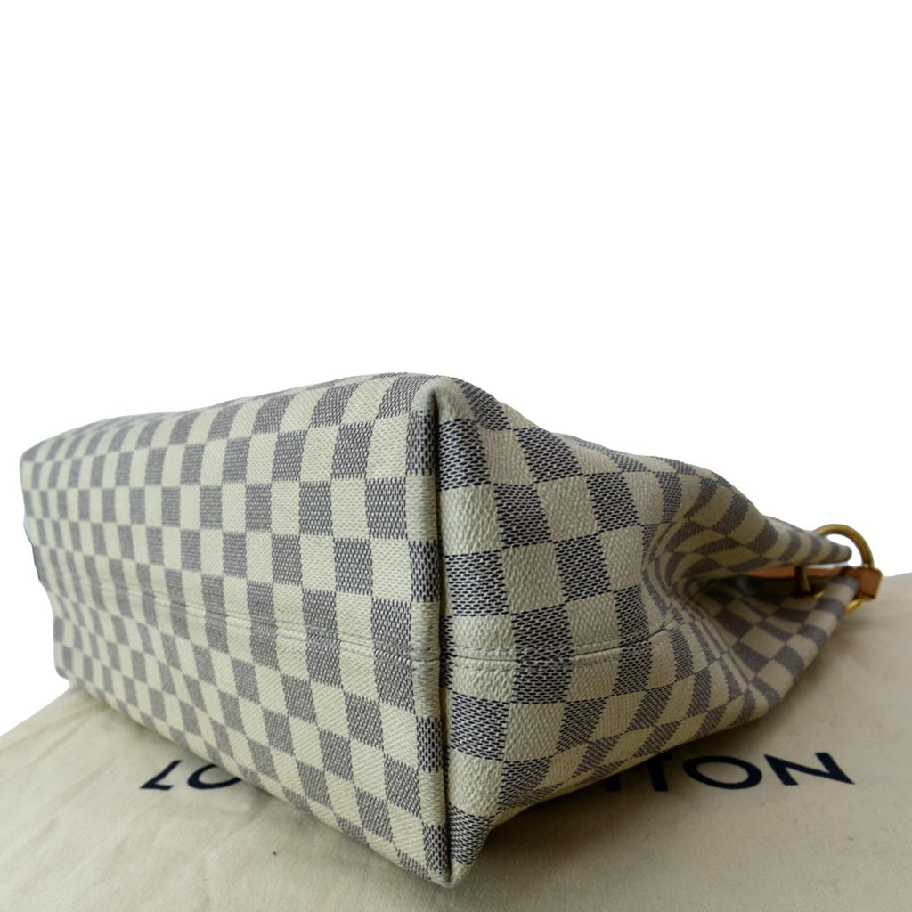 LOUIS VUITTON Graceful MM Damier Azur Hobo Shoulder Bag White