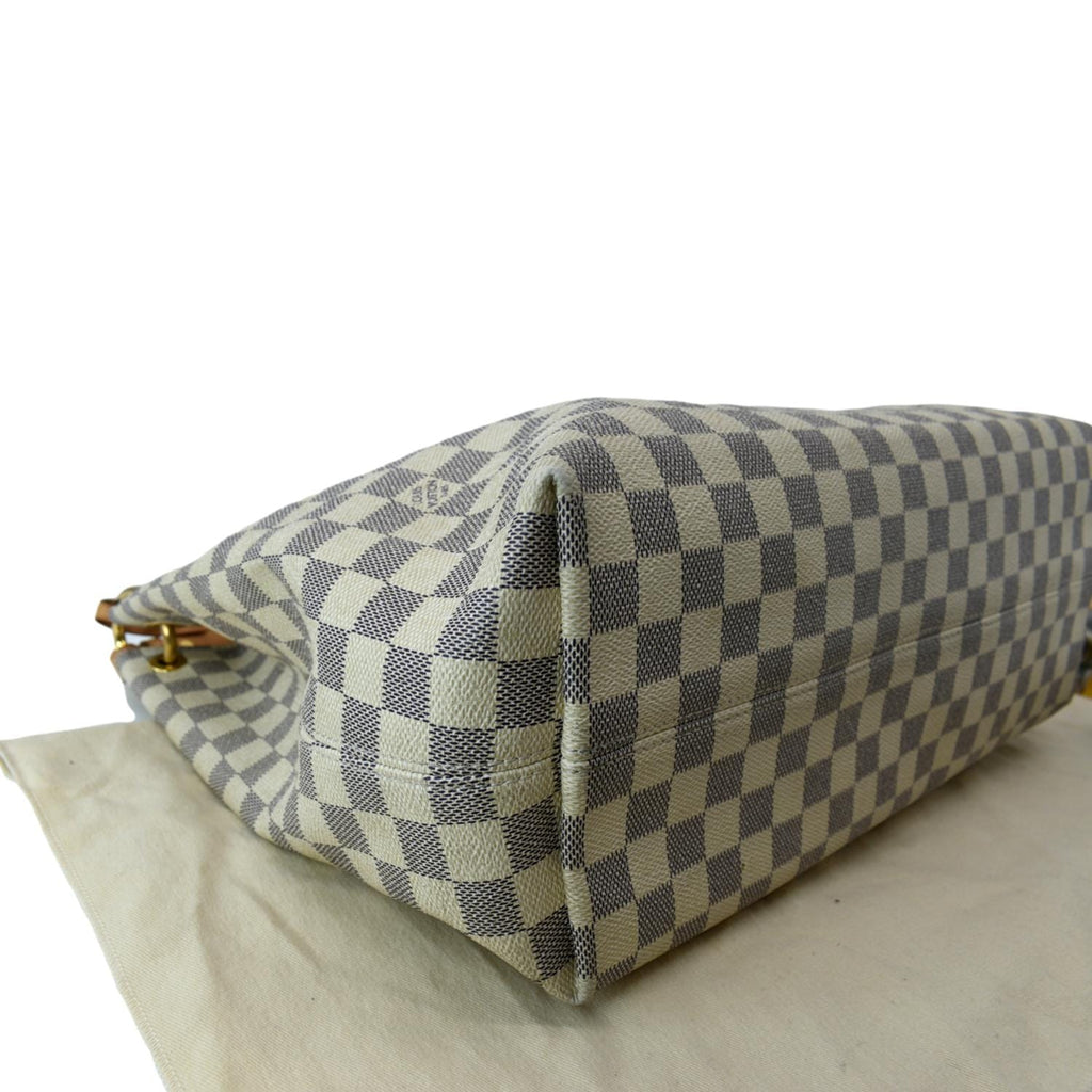 LOUIS VUITTON Graceful MM Damier Azur Hobo Shoulder Bag White
