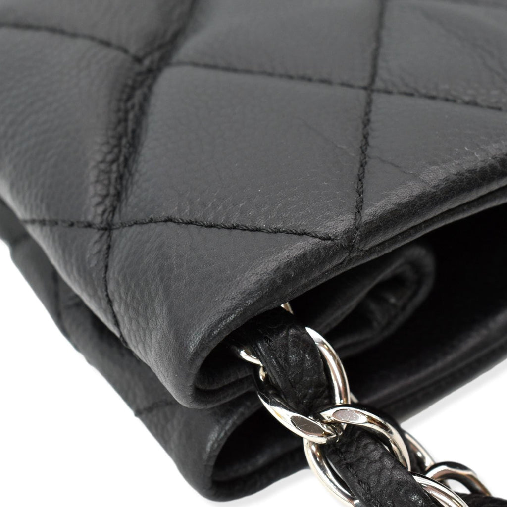CHANEL Expandable Zip Around Caviar Quilted Tote Shoulder Bag Black