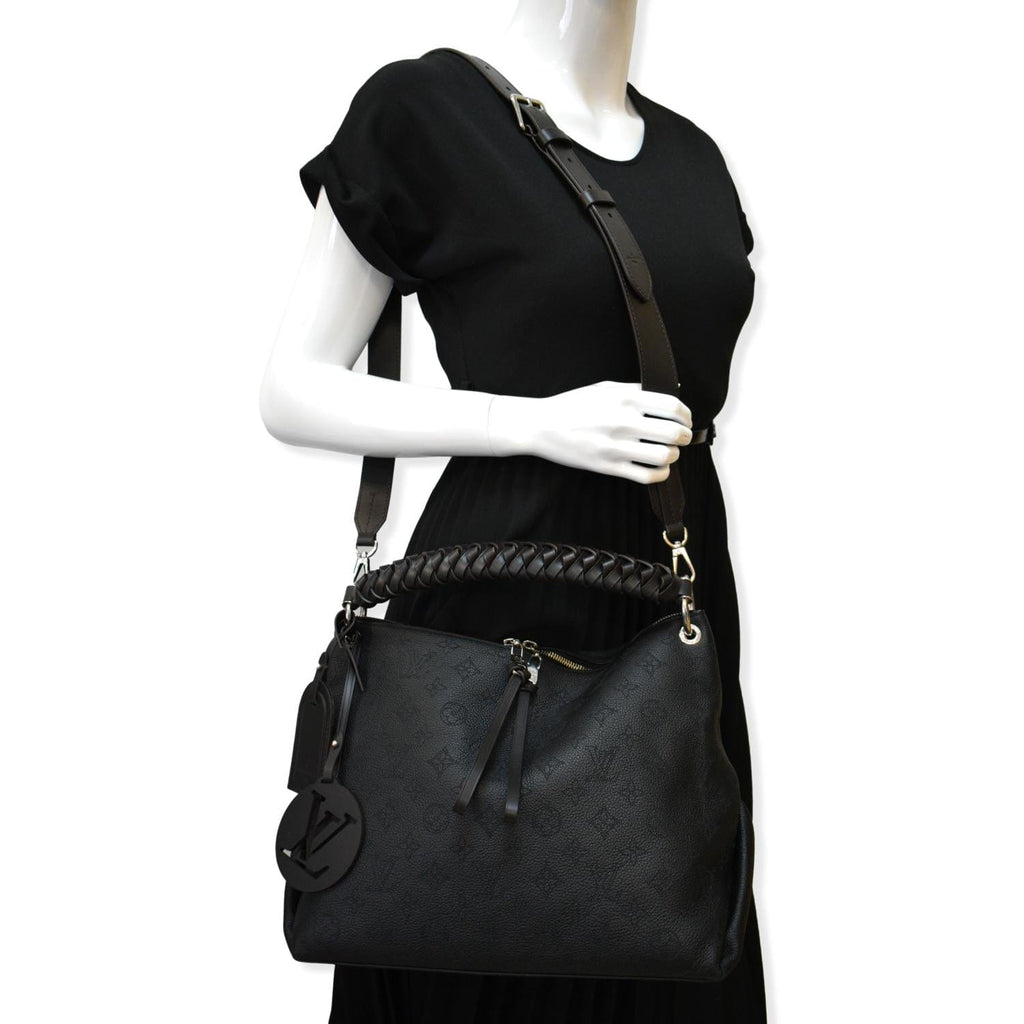 LOUIS VUITTON Beaubourg Mahina Leather Hobo Shoulder Bag Black