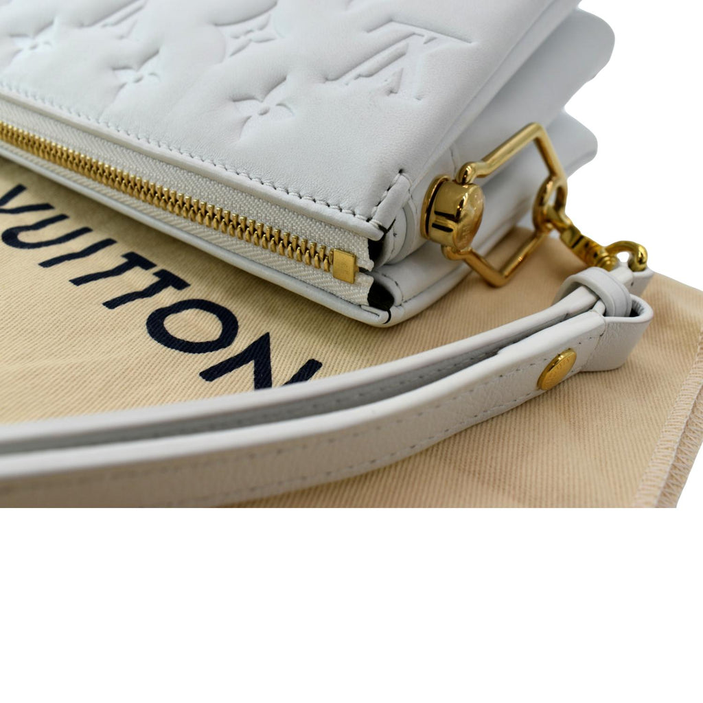 LOUIS VUITTON Coussin BB Monogram Embossed Leather Shoulder Bag White