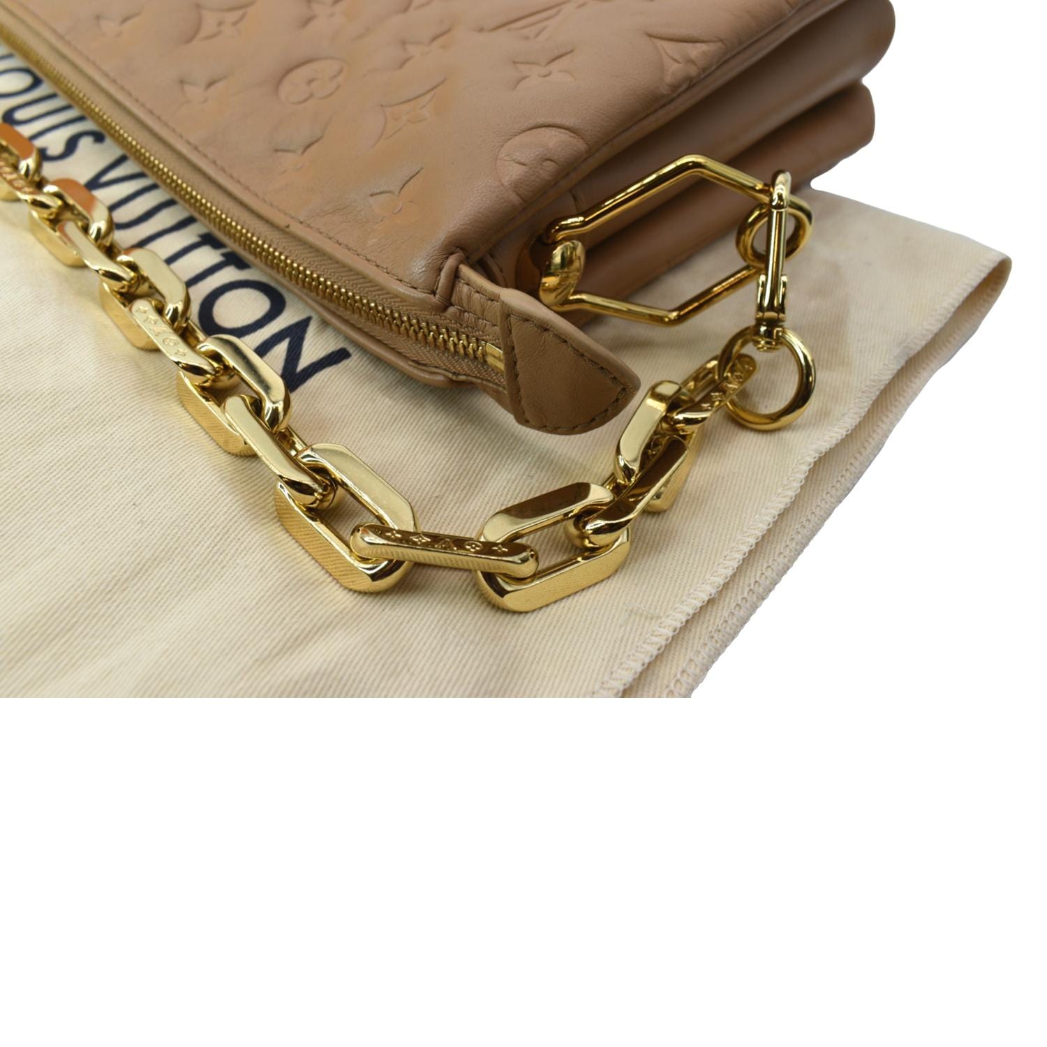 LOUIS VUITTON Coussin PM Monogram Embossed Shoulder Bag Camel