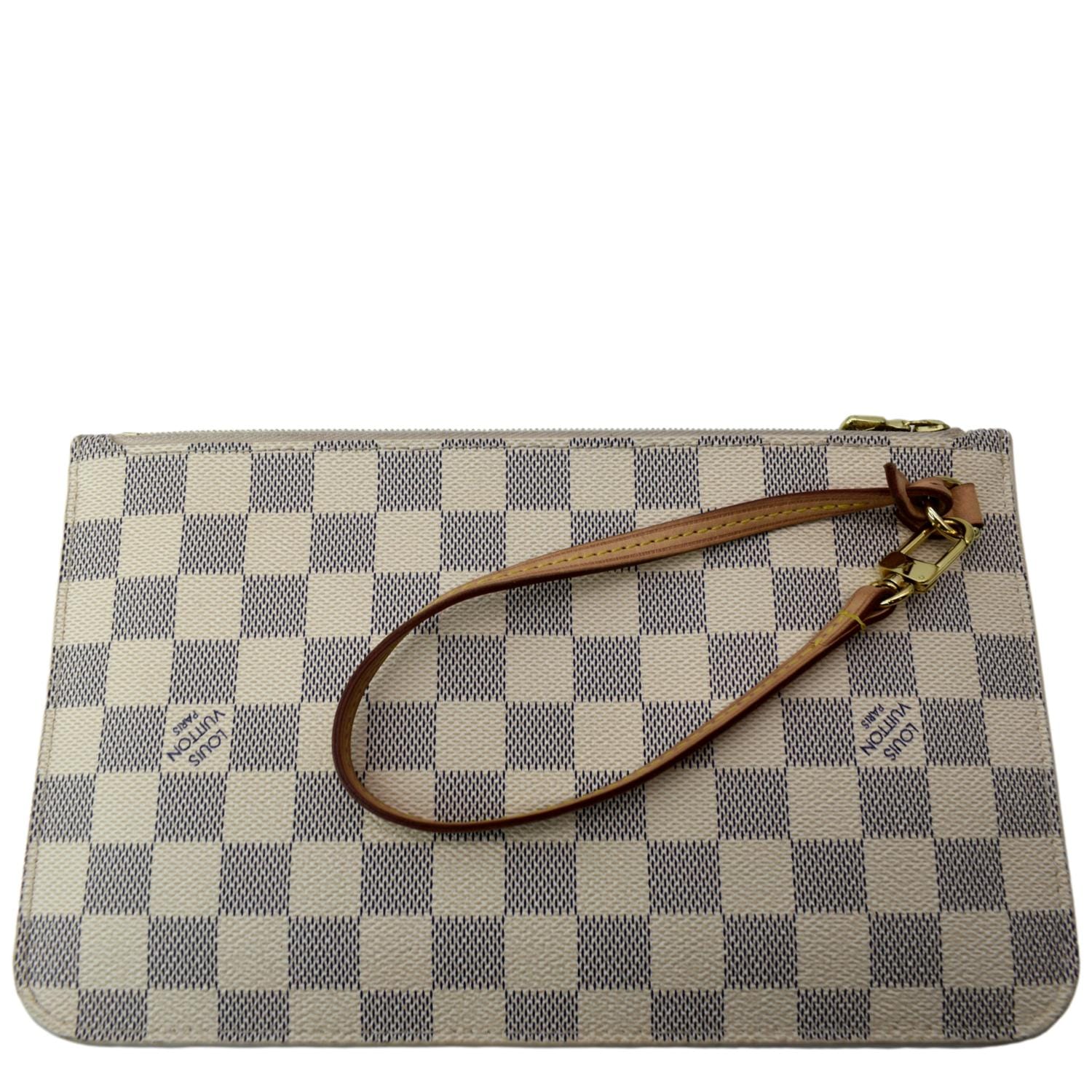 LOUIS VUITTON Neverfull MM Damier Azur Shoulder Bag White