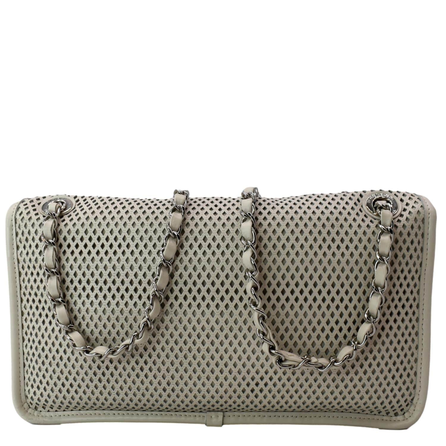 CHANEL Up in the Air Classic Flap Perforated Calfskin Shoulder Bag White