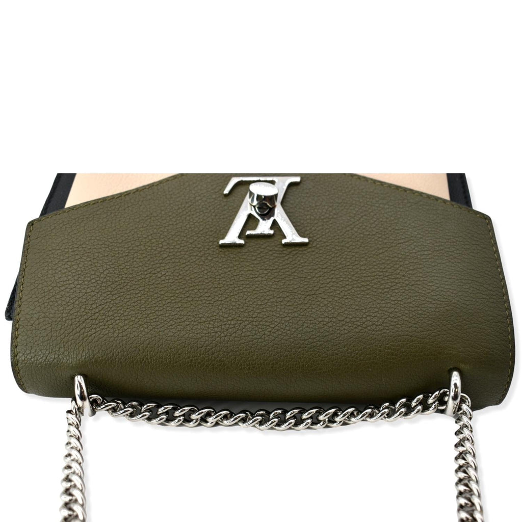 LOUIS VUITTON Mylockme Chain Calf Leather Chain Shoulder Bag Green