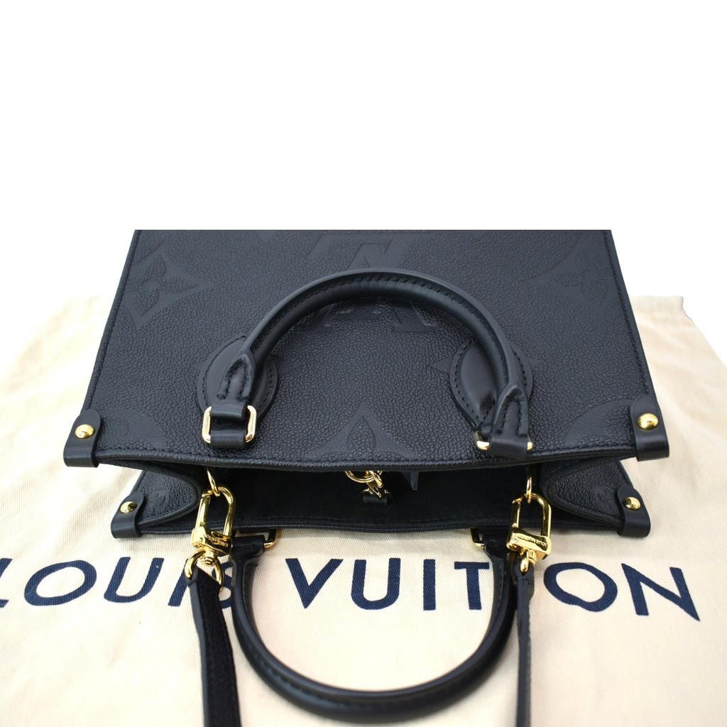 LOUIS VUITTON Onthego PM Monogram Empreinte Tote Shoulder Bag Black