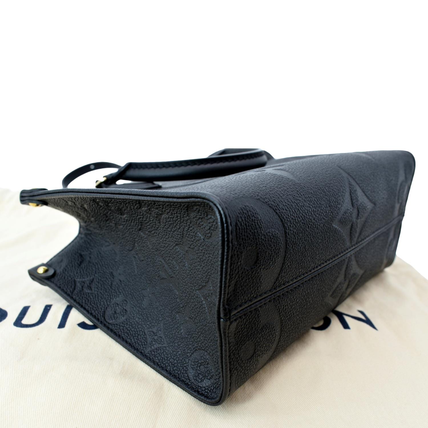 LOUIS VUITTON Onthego PM Monogram Empreinte Tote Shoulder Bag Black