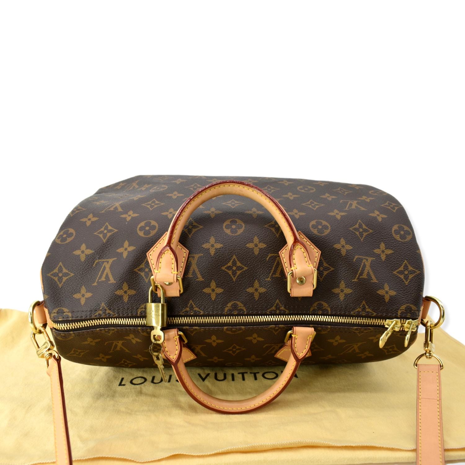 LOUIS VUITTON Speedy 35 Monogram Canvas Shoulder Bag Brown