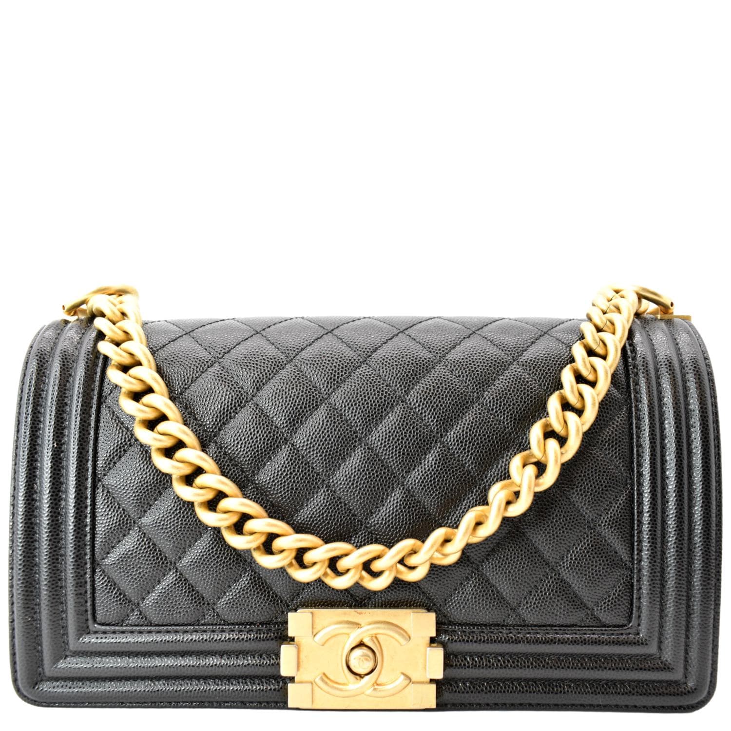 CHANEL Medium Boy Flap Caviar Quilted Leather Shoulder Bag Black