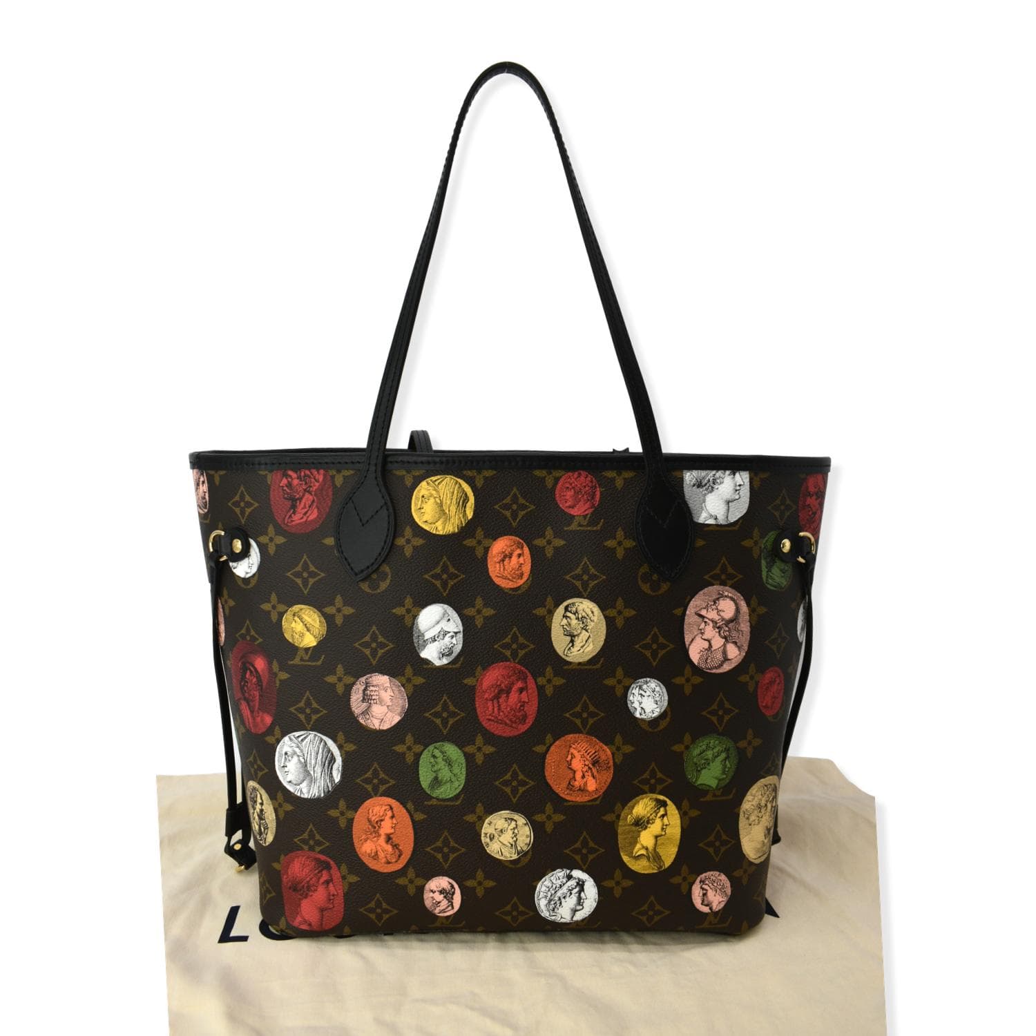 LOUIS VUITTON Neverfull MM x Fornasetti Cameo Monogram Canvas Tote Bag Brown