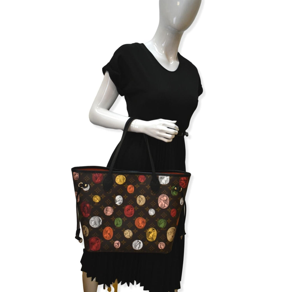 LOUIS VUITTON Neverfull MM x Fornasetti Cameo Monogram Canvas Tote Bag Brown