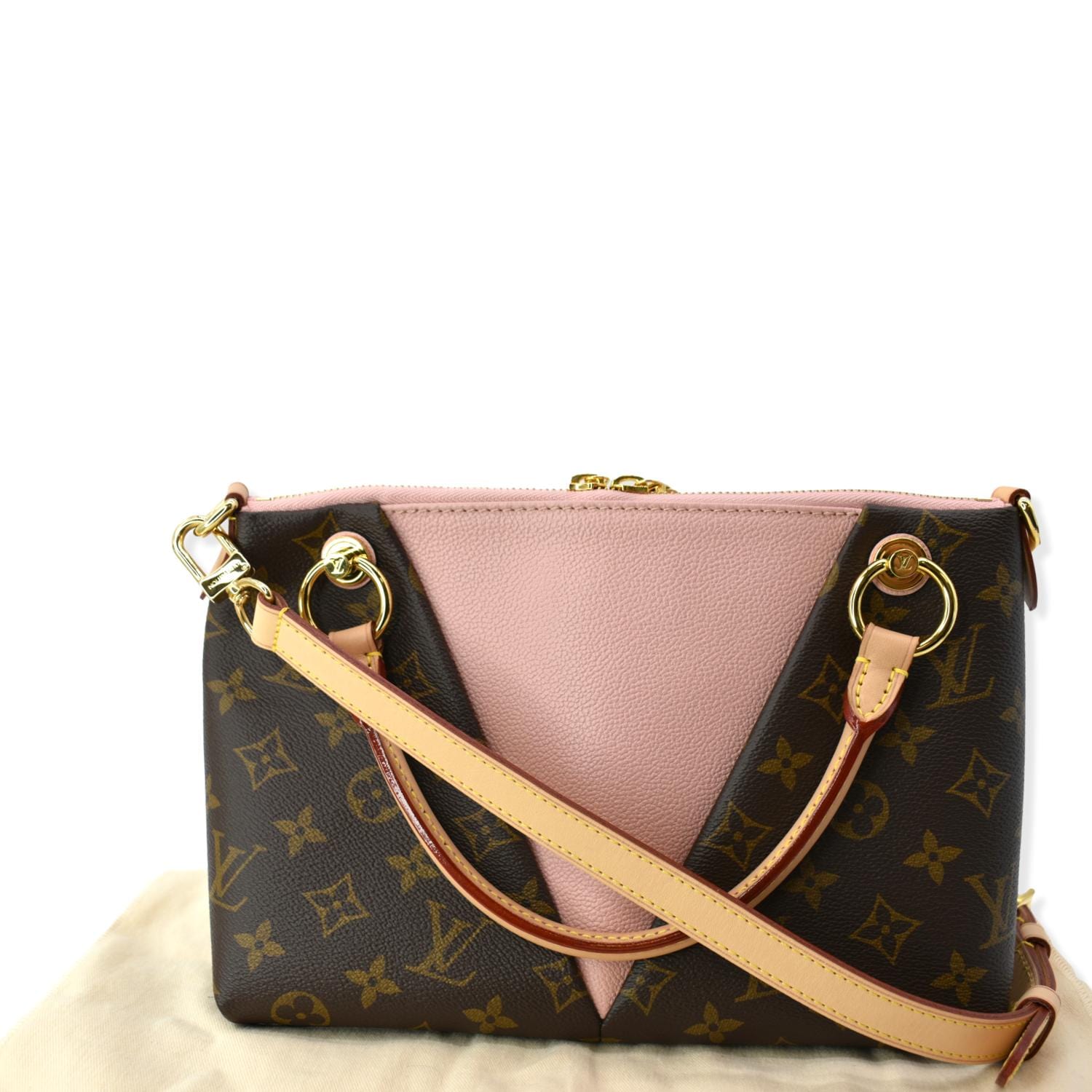 LOUIS VUITTON V Tote BB Monogram Canvas Shoulder Bag Rose Poudre