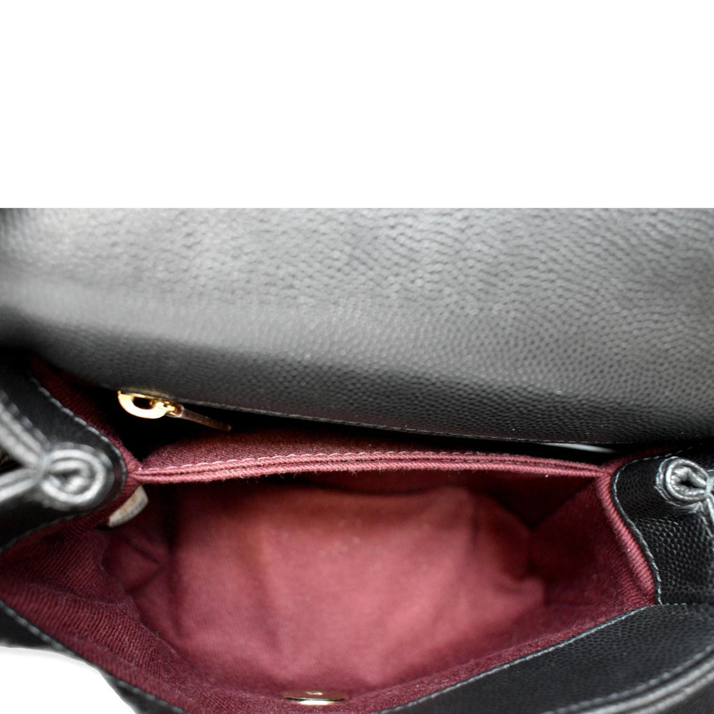 CHANEL Coco Extra Mini Top Handle Caviar Leather Shoulder Bag Black