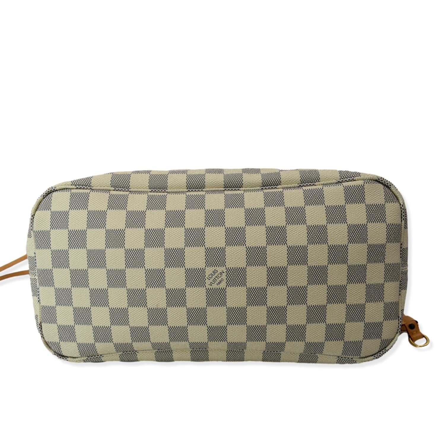 LOUIS VUITTON Neverfull MM Damier Azur Tote Bag White