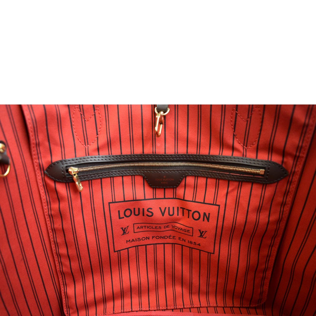 LOUIS VUITTON Neverfull GM Damier Ebene Tote Bag Brown
