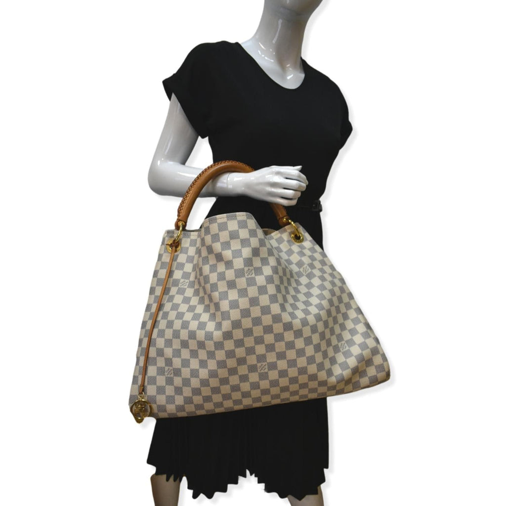 LOUIS VUITTON Artsy GM Damier Azur Shoulder Bag White