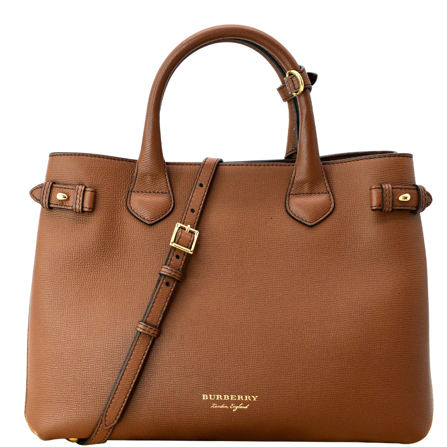BURBERRY Banner Medium House Check Tote Bag Tan
