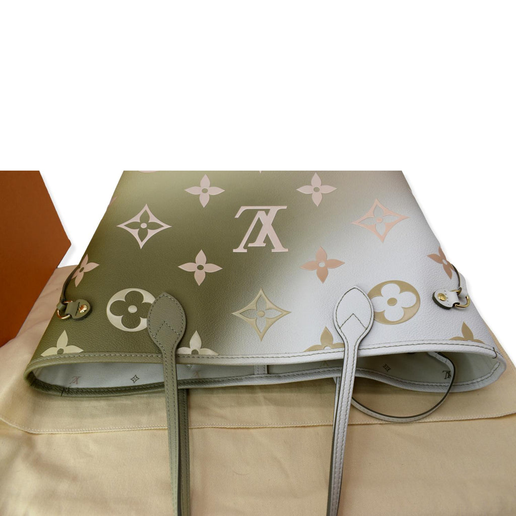 LOUIS VUITTON Neverfull MM Monogram Coated Canvas Tote Sunset Kaki