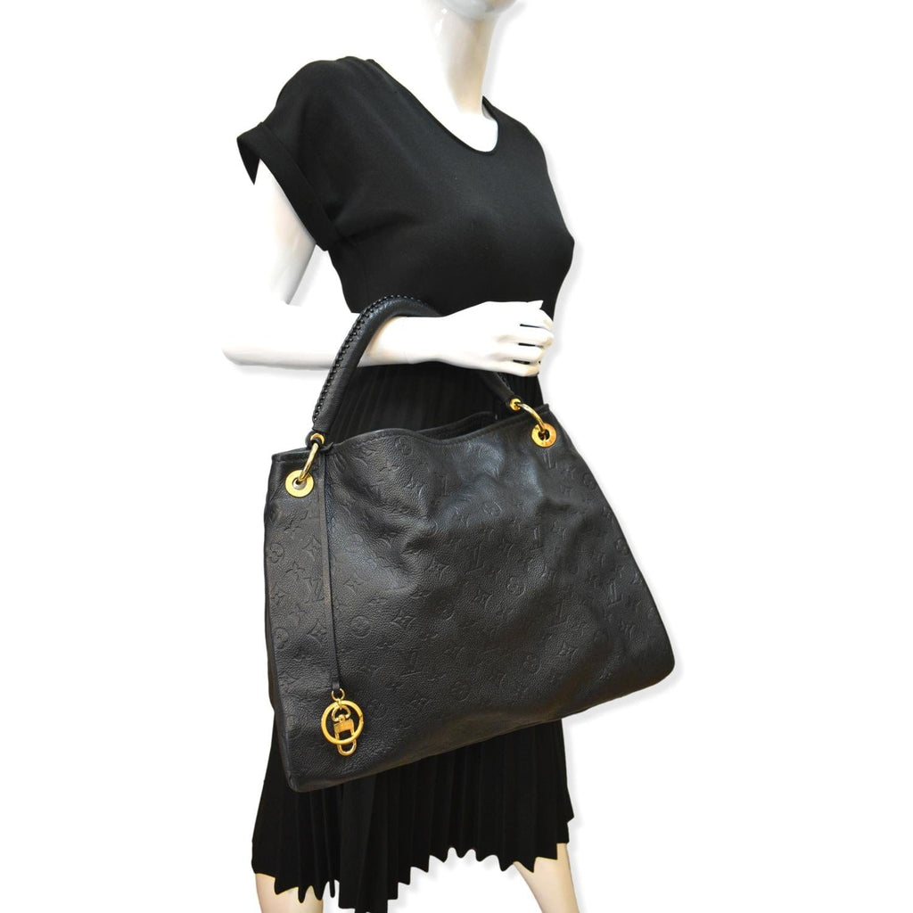 LOUIS VUITTON Artsy MM Empreinte Leather Shoulder Bag Black