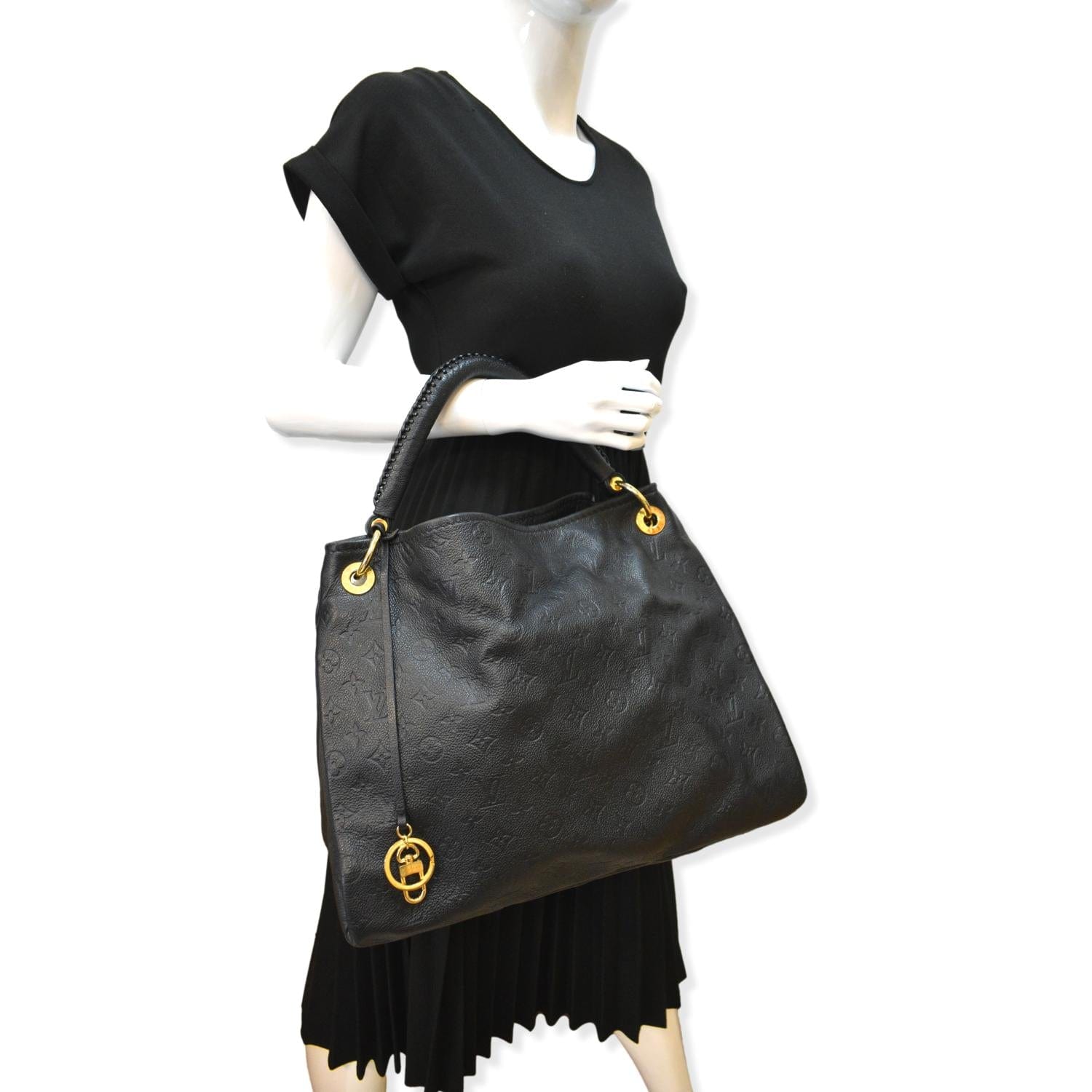 LOUIS VUITTON Artsy MM Empreinte Leather Shoulder Bag Black