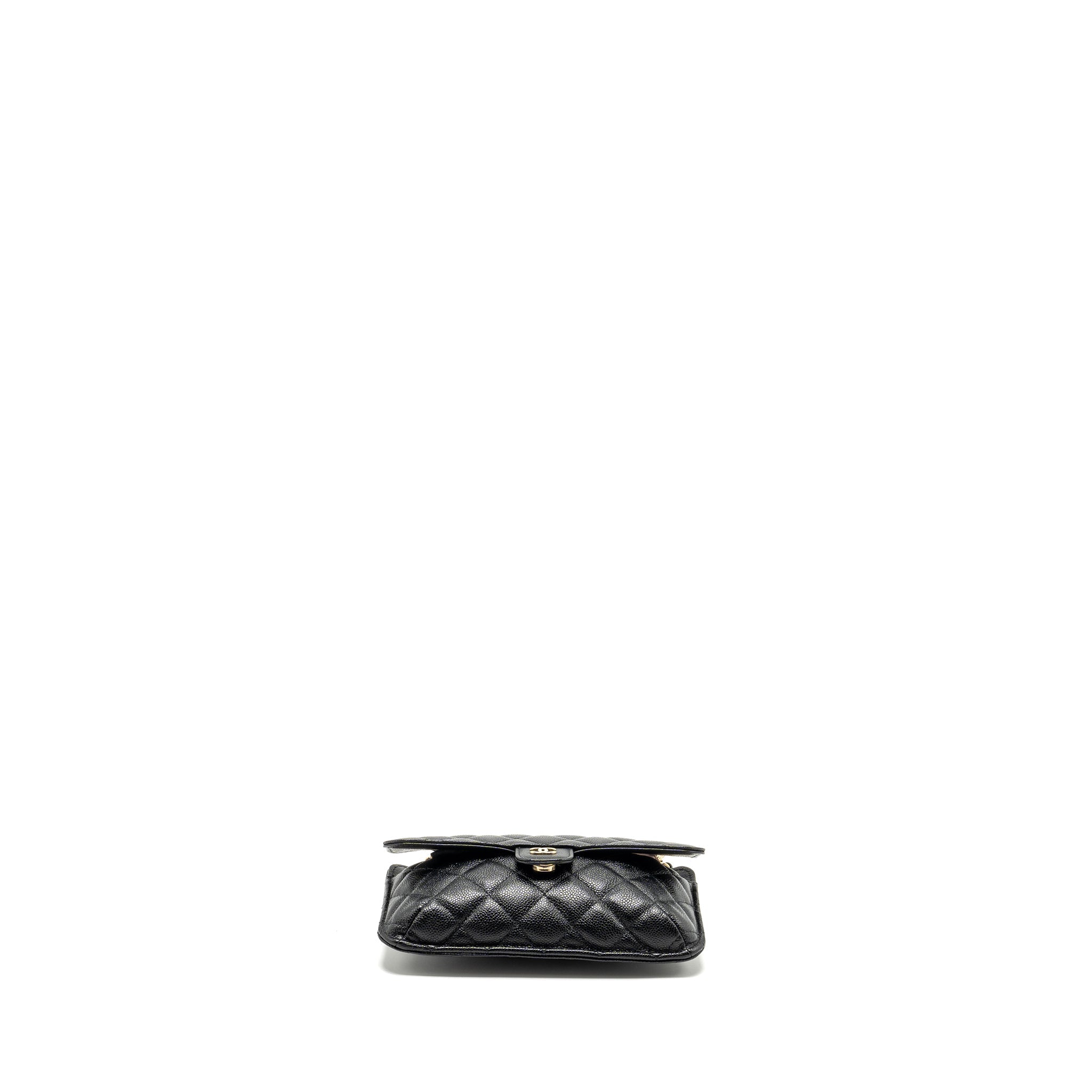 Chanel Chain Wallet /Foldable Shopping Tote Caviar/Jersey Fabric Black/Multicolour L