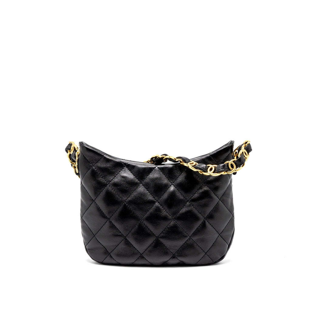 Chanel 22k Hobo Shoulder Bag Lambskin Black  (Microchip)