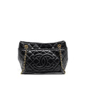 Chanel quilted shoulder shopping tote bag caviar black