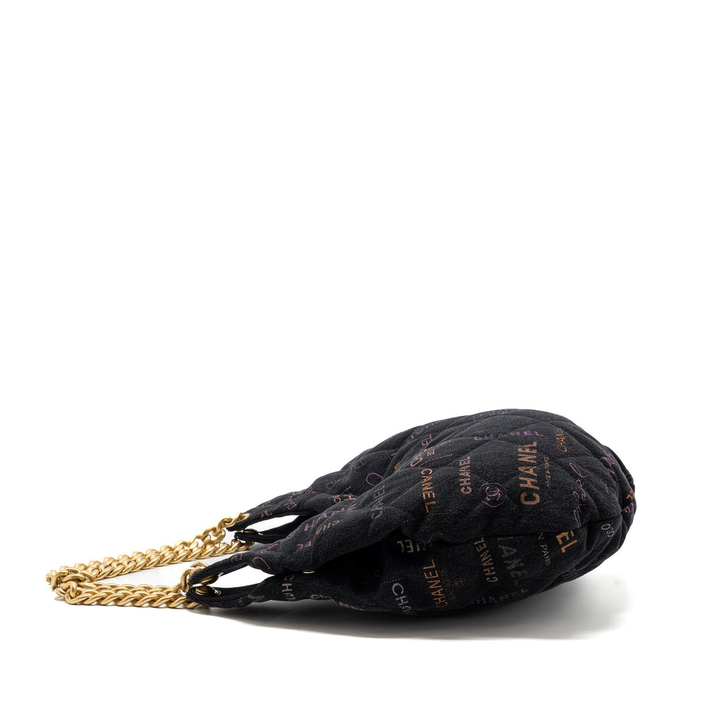 Chanel Denim Graffiti Shoulder bag black  (microchip)