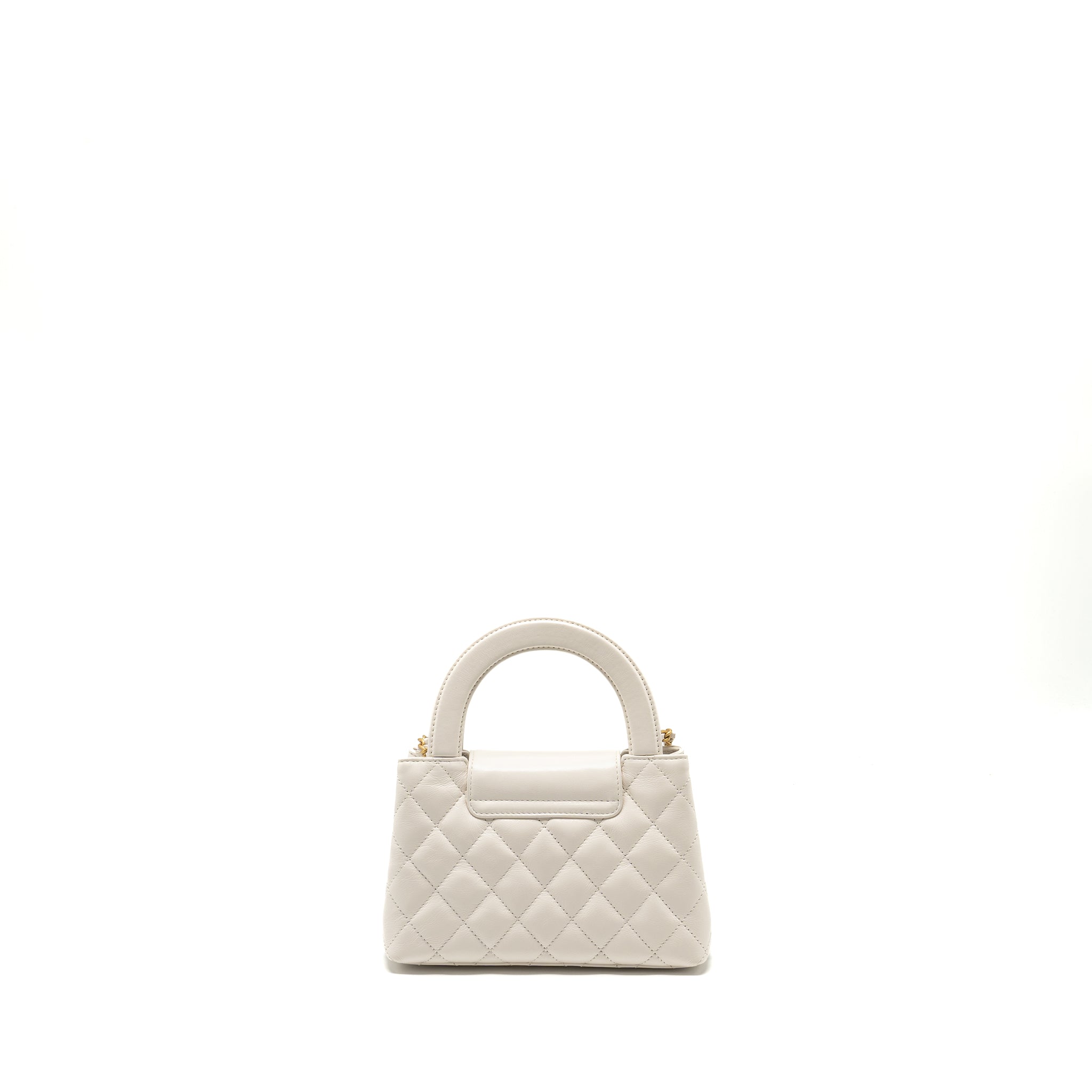 Chanel mini kelly shopping tote calfskin white  (microchip)