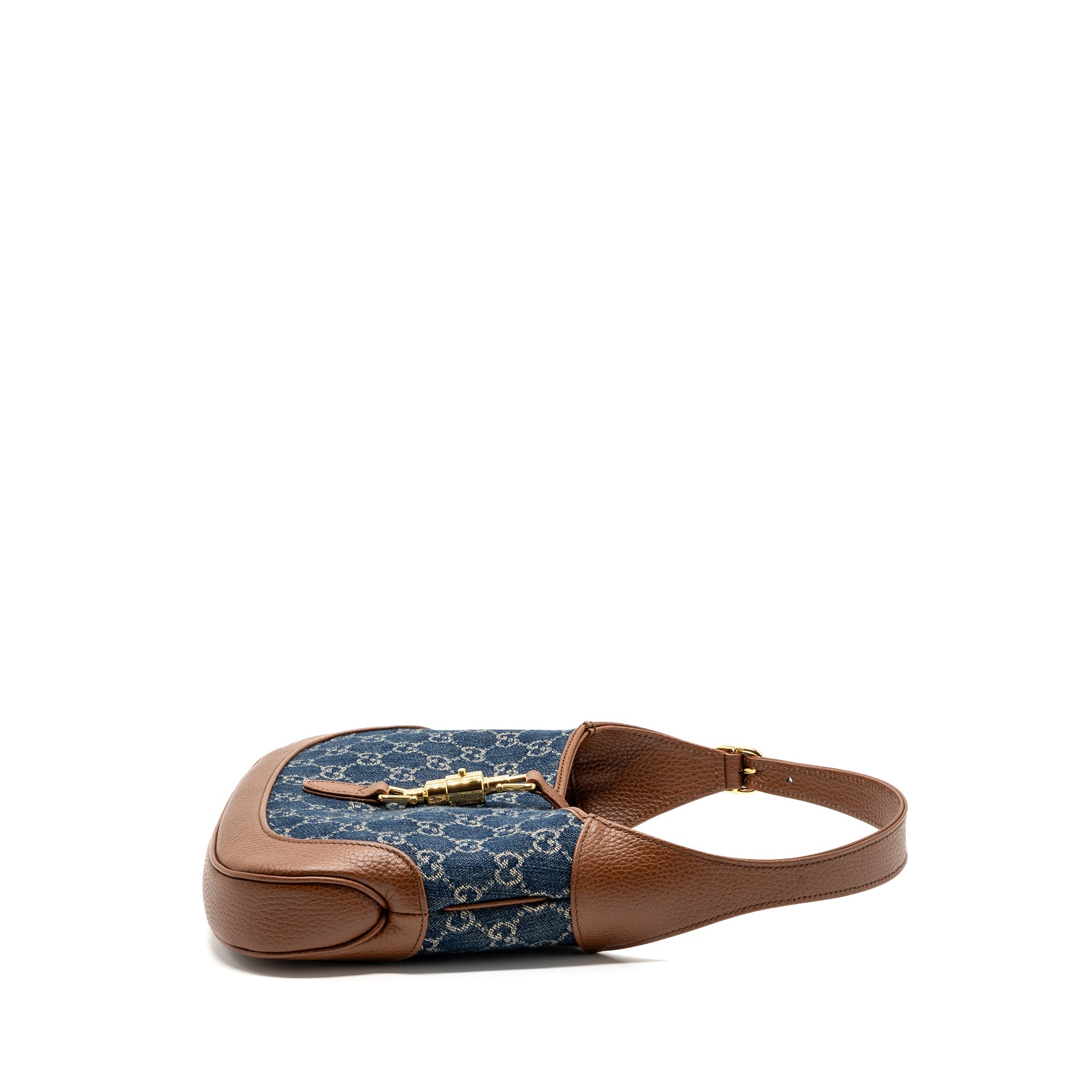 Gucci Jackie 1961 small shoulder bag denim / calfskin blue/ brown