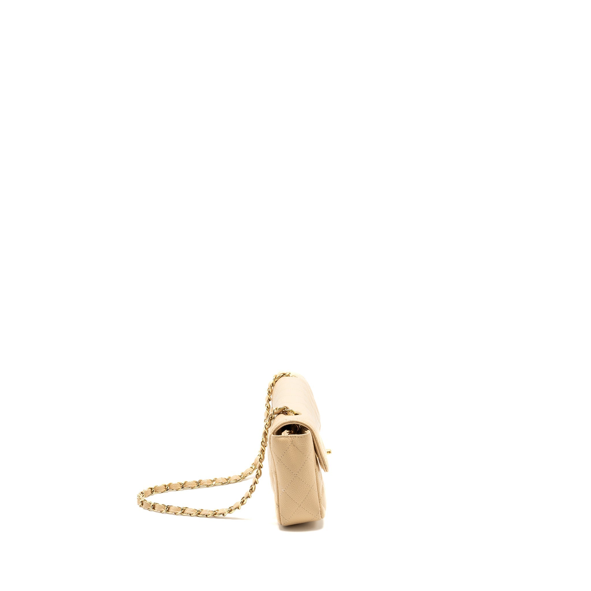 Chanel East-West Flap Shoulder Bag Caviar Beige